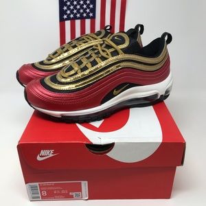 Nike Wmns Air Max 97 Red Metallic Gold Sequin NIB
